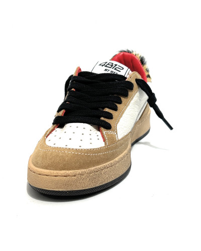 Sneaker donna 4B12 beige animalier D27QB02 PLAYNEW-D2039