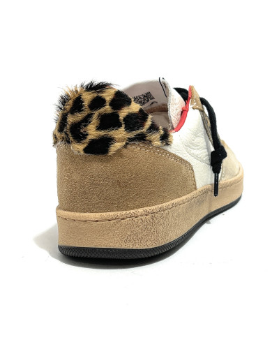 Sneaker donna 4B12 beige animalier D27QB02 PLAYNEW-D2039