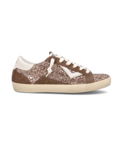 Scarpe donna 4B12 sneaker nocciola con strass D27QB01 SUPRIME-D8020