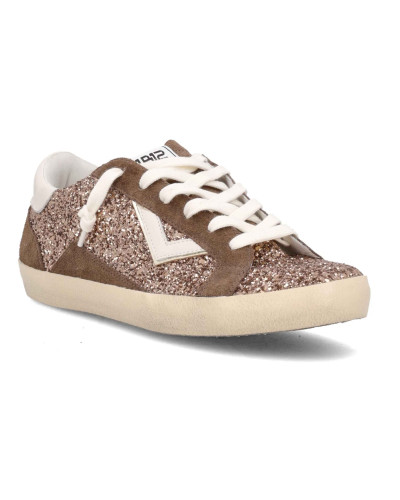 Scarpe donna 4B12 sneaker nocciola con strass D27QB01 SUPRIME-D8020