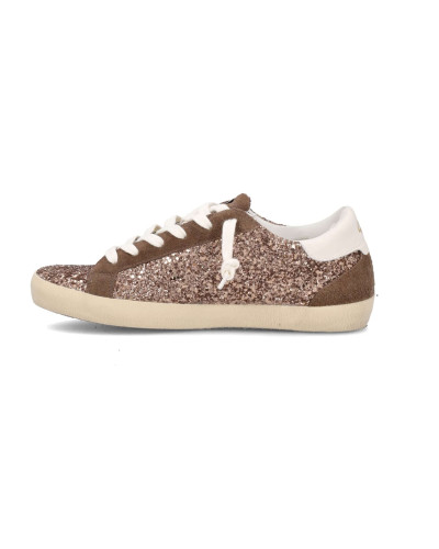 Scarpe donna 4B12 sneaker nocciola con strass D27QB01 SUPRIME-D8020