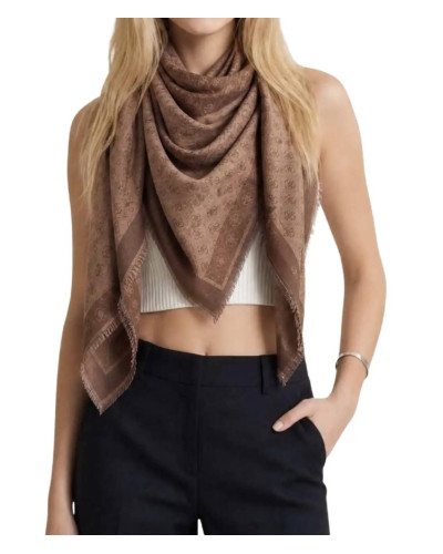 Foulard donna Guess Lindsey jacquard marrone multilogo C27GU09 AW5526VIS03
