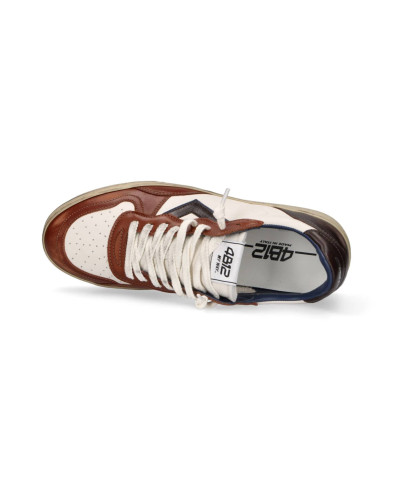 Scarpe uomo 4B12 sneakers white/ brown U27QB07 HYPER-U3016