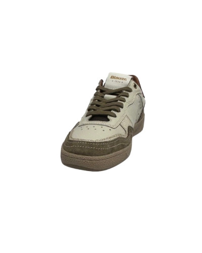 Scarpe uomo Blauer sneaker in pelle bianco/verde militare/rosso U27BU01 F6MURRAY22/CRK