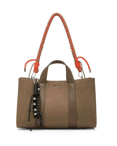Borsa donna Sun 68 Shopping midi bag velvet corduroy 77 beige scuro B27SU01 Y46222