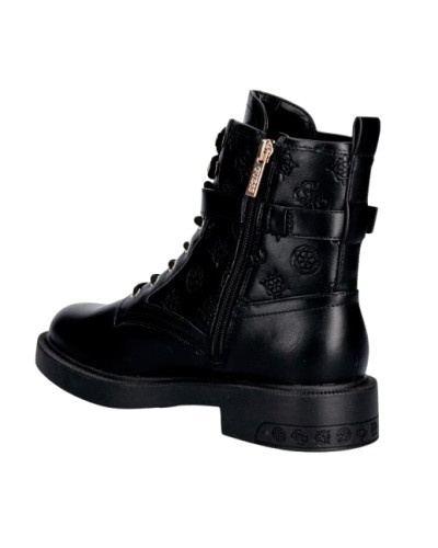 Scarpe donna Guess anfibio in ecopelle nero multilogo embossed D27GU34 FLFFEIELE10