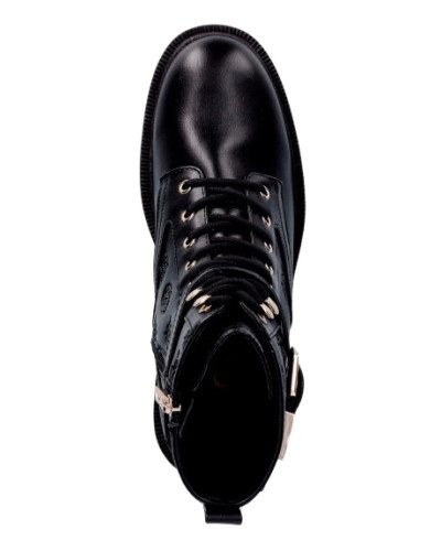 Scarpe donna Guess anfibio in ecopelle nero multilogo embossed D27GU34 FLFFEIELE10