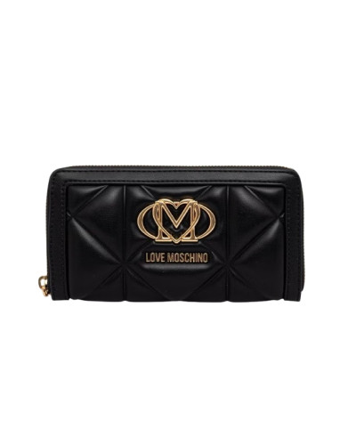 Portafoglio donna Love Moschino zip around trapuntata nero A27MO01 JC5644PP1PLC0000