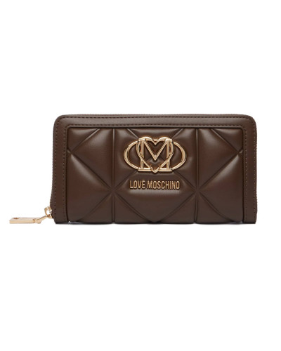Portafoglio donna Love Moschino zip around trapuntata marrone A27MO02 JC5644PP1PLC0300