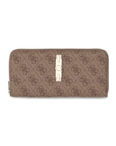 Portafoglio donna Guess zip around Yvonne SLG latte logo A27GU39 SG2378146