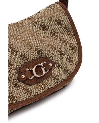 Borsa donna Guess Samantha Flap Shoulder bag latte logo/ brown B27GU160 JG231319