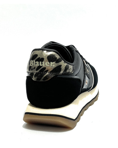 Scarpe donna Blauer sneaker pelle/ecopelle black/leopard D27BU05 F6MILLS01/LEL