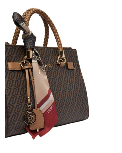Borsa donna Liu-jo S Satchel Manhattan brown suede B27LJ42 AF6069 E1137 81140