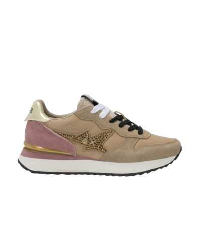 Sneaker donna Sun68 Stargirl strass logo 77 beige scuro D27SU14 Z46223