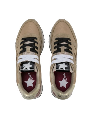Sneaker donna Sun68 Stargirl strass logo 77 beige scuro D27SU14 Z46223