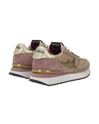 Sneaker donna Sun68 Stargirl strass logo 77 beige scuro D27SU14 Z46223