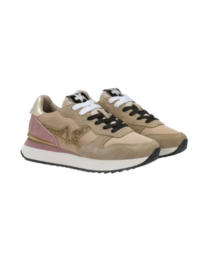 Sneaker donna Sun68 Stargirl strass logo 77 beige scuro D27SU14 Z46223