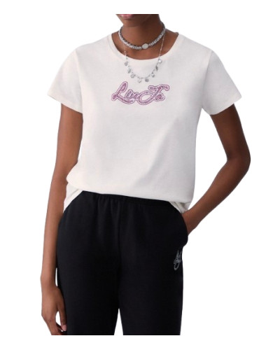 T-shirt donna Liu Jo bianco lana E27LJ25 TF6283 JS923 Q9808