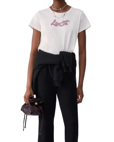 T-shirt donna Liu Jo bianco lana E27LJ25 TF6283 JS923 Q9808