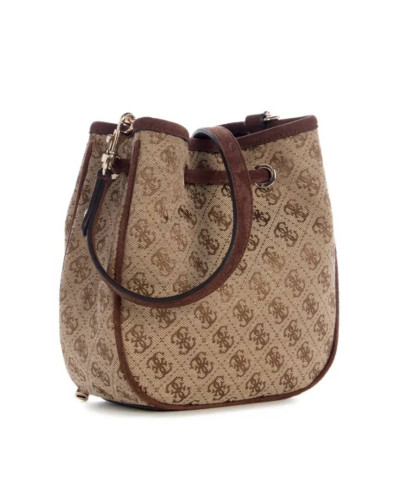 Borsa Guess tracolla Samantha mini drawstring bucket latte logo/ brown B27GU166 JG231377