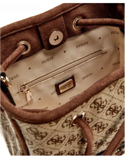 Borsa Guess tracolla Samantha mini drawstring bucket latte logo/ brown B27GU166 JG231377