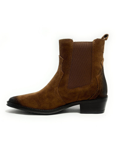 Scarpe donna Francesco Brunelli stivaletto pelle scamosciata marrone D27FB06 DF 6714