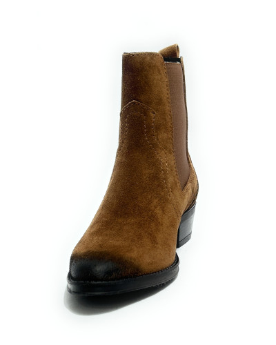 Scarpe donna Francesco Brunelli stivaletto pelle scamosciata marrone D27FB06 DF 6714