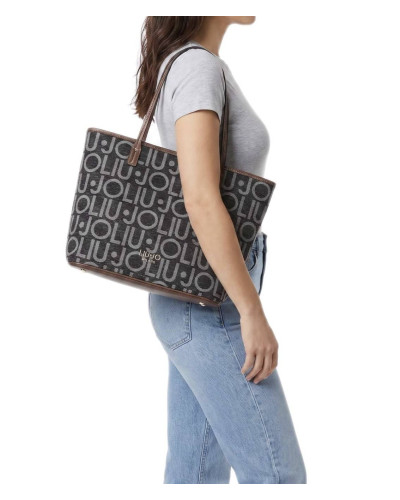 Borsa donna Liu-jo Evrim Tote M jacquard Nero B27LJ81 AF6070 T769A 22222