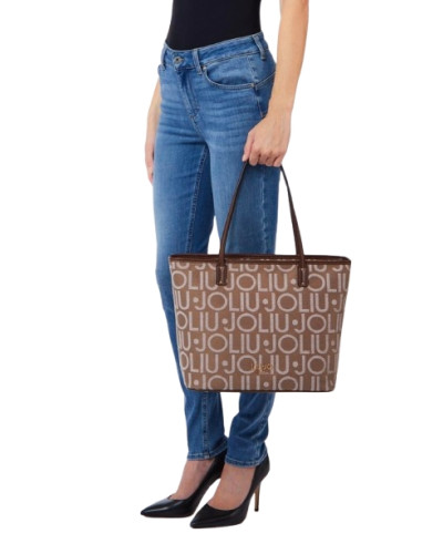 Borsa donna Liu-jo Evrim Tote M jacquard neutro B27LJ79 AF6070 T769A 51308