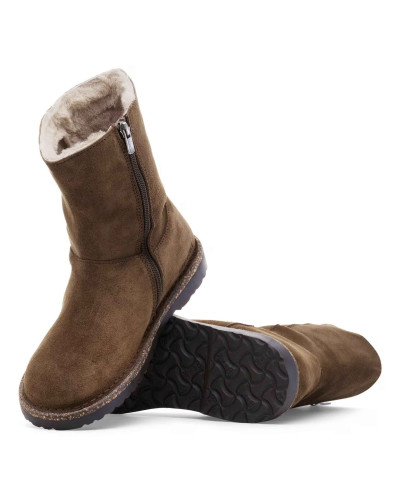 Scarpe donna Birkenstock stivaletto Uppsala zip shearling dark tea D27BI05 1030218