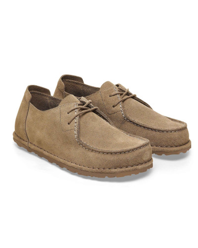 Scarpe unisex Birkenstock mocassino Utti Lace solid gray taupe U27BI02 1034384