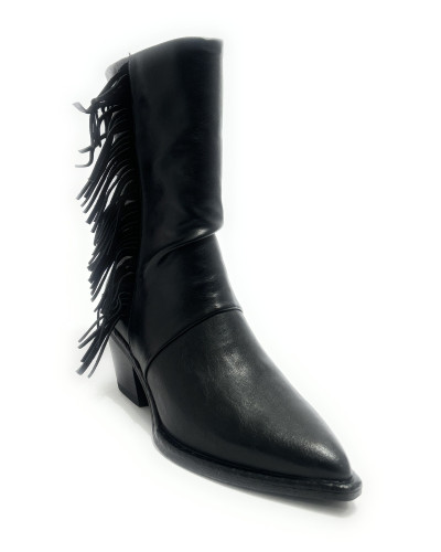 Scarpe donna Gold&gold stivale con frange in ecopelle nero D27GG25 FS15