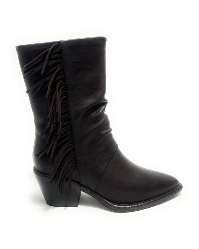 Scarpe donna Gold&gold stivale con frange in ecopelle brown D27GG26 FS15