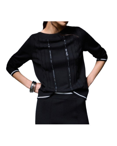 Maglione donna Liu Jo nero/bianco E27LJ40 TF6189 MS63L A3521