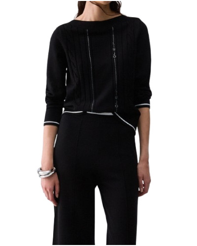 Maglione donna Liu Jo nero/bianco E27LJ40 TF6189 MS63L A3521