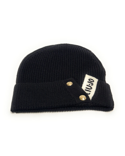 Berretto Liu jo beanie nero/bianco lana C27LJ03 TF6235 MA22S A3521