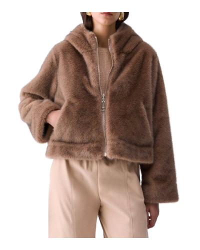 Giaccone reversibile in teddy Liu Jo con cappuccio e zip light glace E27LJ41 TF6005 E1135 X0789