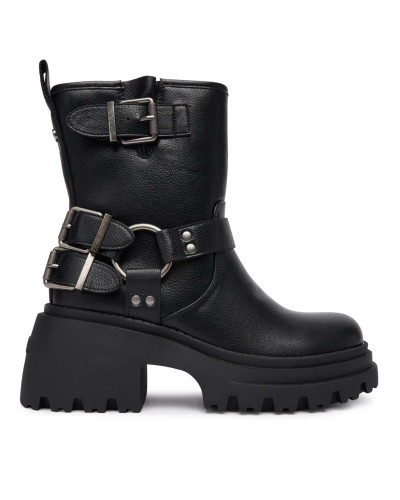 Scarpe donna Buffalo stivaletto Bravr biker lo vegan nappa black D27BF07 BN1220067