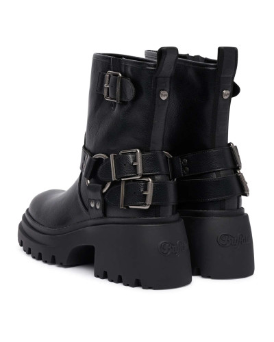 Scarpe donna Buffalo stivaletto Bravr biker lo vegan nappa black D27BF07 BN1220067