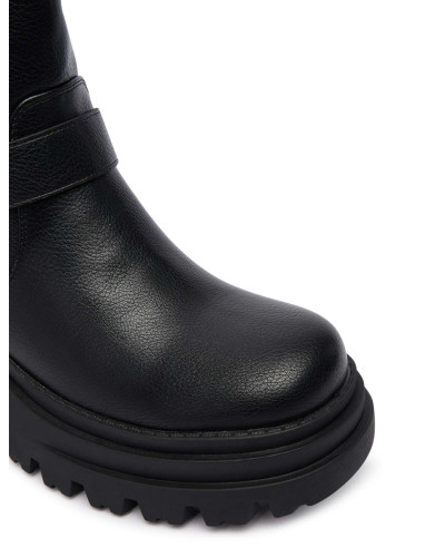 Scarpe donna Buffalo stivaletto Bravr biker lo vegan nappa black D27BF07 BN1220067