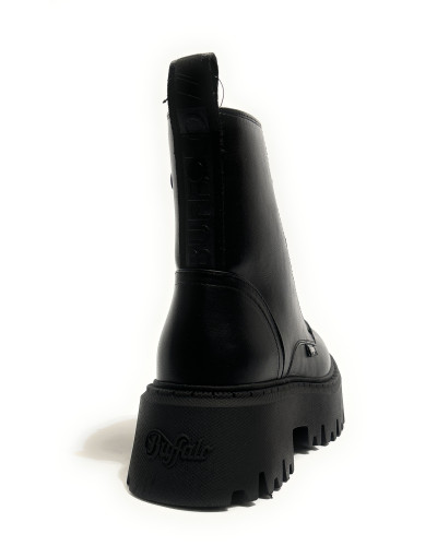 Scarpe donna Buffalo stivaletto Aspen Lace up mid vegan nappa black D27BF09 BNPD00018471