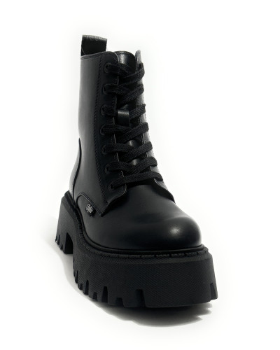 Scarpe donna Buffalo stivaletto Aspen Lace up mid vegan nappa black D27BF09 BNPD00018471