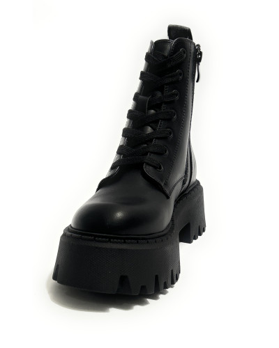 Scarpe donna Buffalo stivaletto Aspen Lace up mid vegan nappa black D27BF09 BNPD00018471