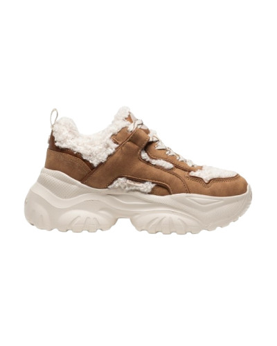 Scarpe donna Buffalo Bliss Warm sneaker vegan nabuck/fur cognac/cream D27BF10 BNPD00018349