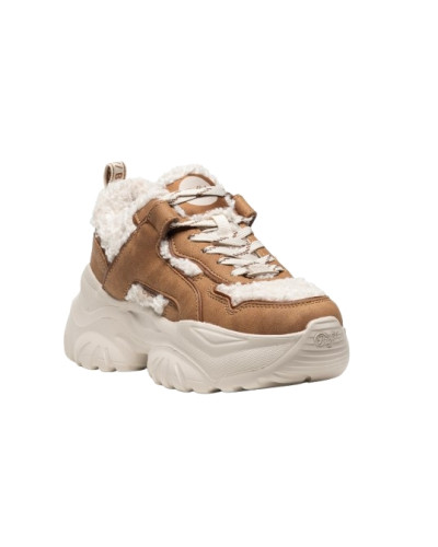 Scarpe donna Buffalo Bliss Warm sneaker vegan nabuck/fur cognac/cream D27BF10 BNPD00018349