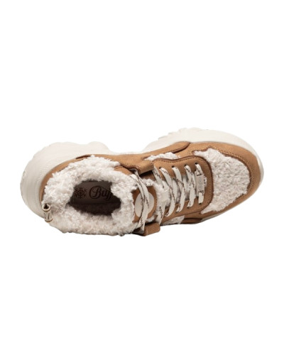 Scarpe donna Buffalo Bliss Warm sneaker vegan nabuck/fur cognac/cream D27BF10 BNPD00018349