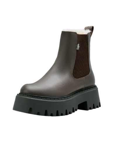 Scarpe donna Buffalo stivaletto Aspen Chelsea warm vegan nubuck dark brown D27BF13 BNPD00018598