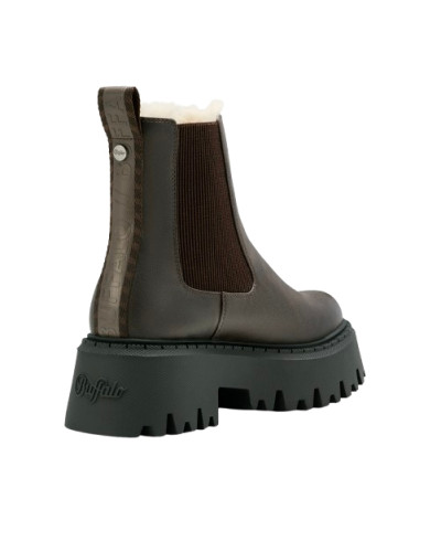 Scarpe donna Buffalo stivaletto Aspen Chelsea warm vegan nubuck dark brown D27BF13 BNPD00018598