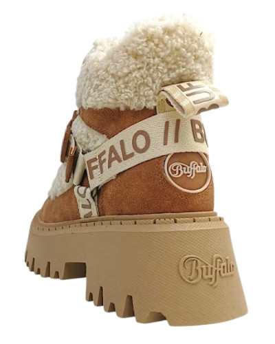 Scarpe donna Buffalo stivaletto Aspen com mid warm vegan nubuck/fur beige/cognac D17BF15 BN1622594