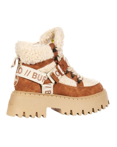 Scarpe donna Buffalo stivaletto Aspen com mid warm vegan nubuck/fur beige/cognac D17BF15 BN1622594